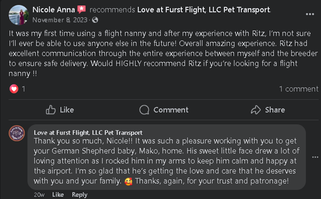 Love at furst flight customers reviews (1)